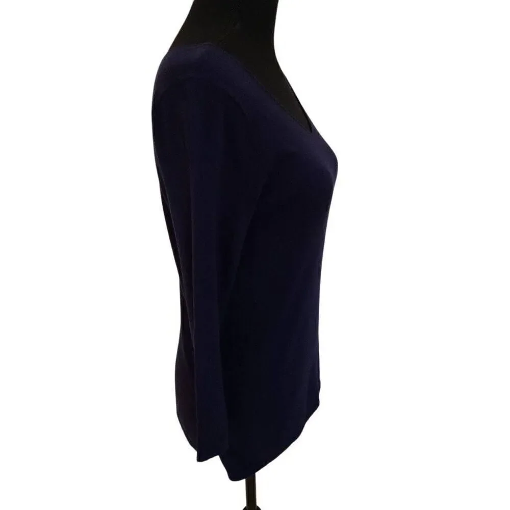 J. McLaughlin Womens Cotton Blend Pullover Sweater Navy Blue Size XS